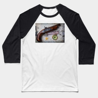 Pirate Pistole On Old Map Baseball T-Shirt